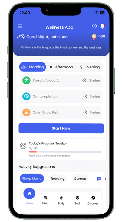 Wellness Mobile App Interface