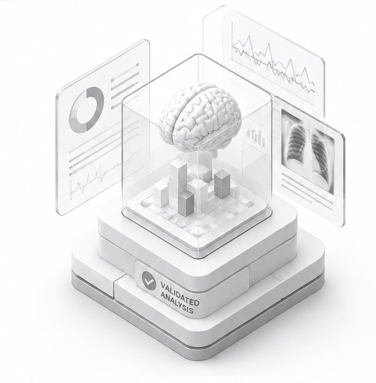 Illustration of AI-assisted clinical analysis of a brain scan